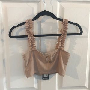 New Nude Crop Top with Ruffle Straps